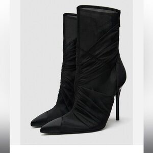 ZARA NEW WOMAN SS24 BLACK HEELED MESH ANKLE BOOTS REF:3180/310.